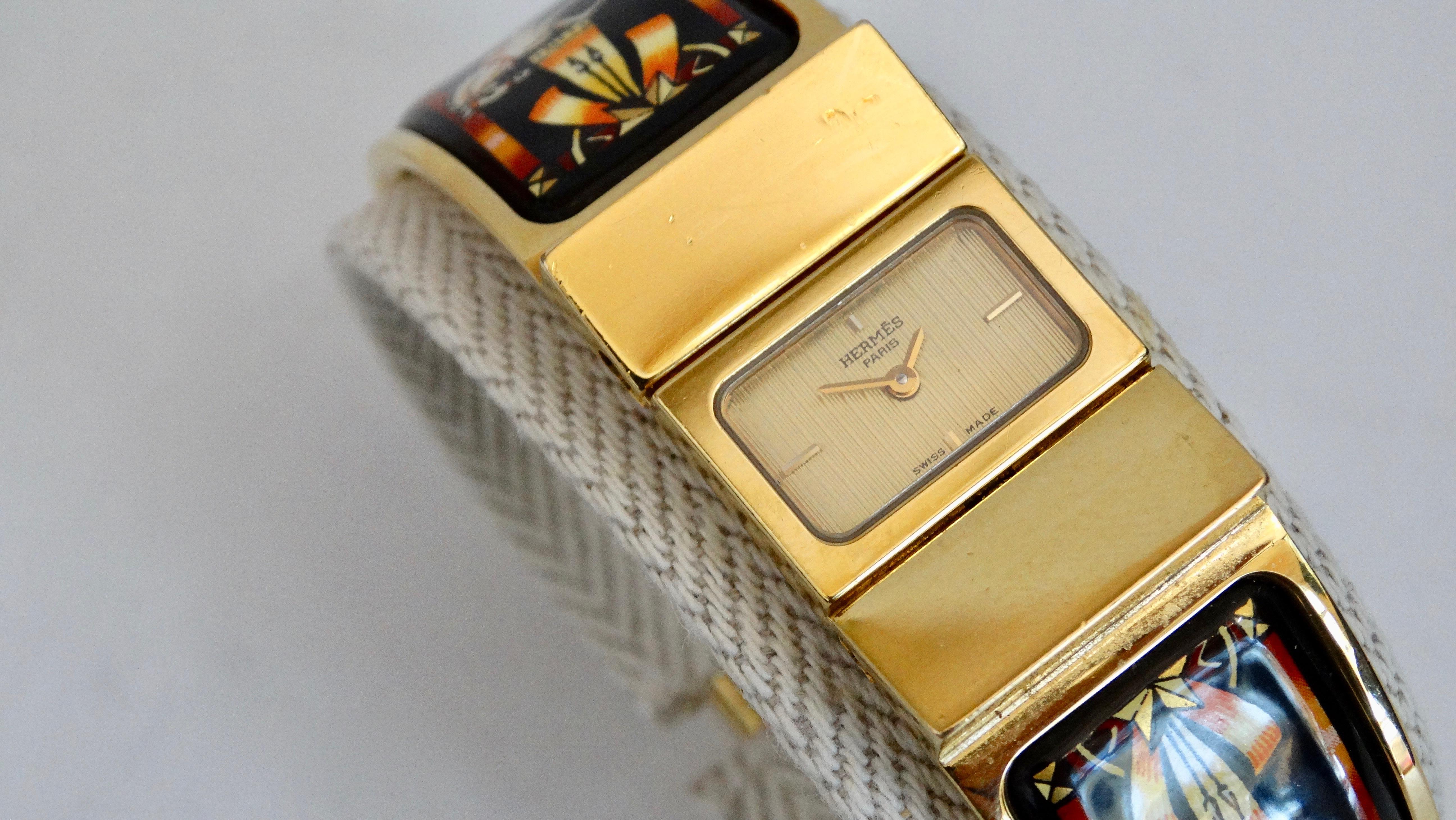Hermés 1990 Cheval Cheval Montre Loquet émaillée 8