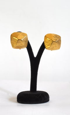 HERMÈS - 1990s Gold Plated Metal Dangle Earrings Bijouterie Fantaisie