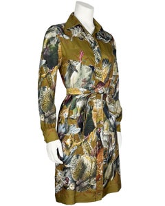 Hermes 1990's H. de Linares  Silk Shirtdress Gibiers Pattern