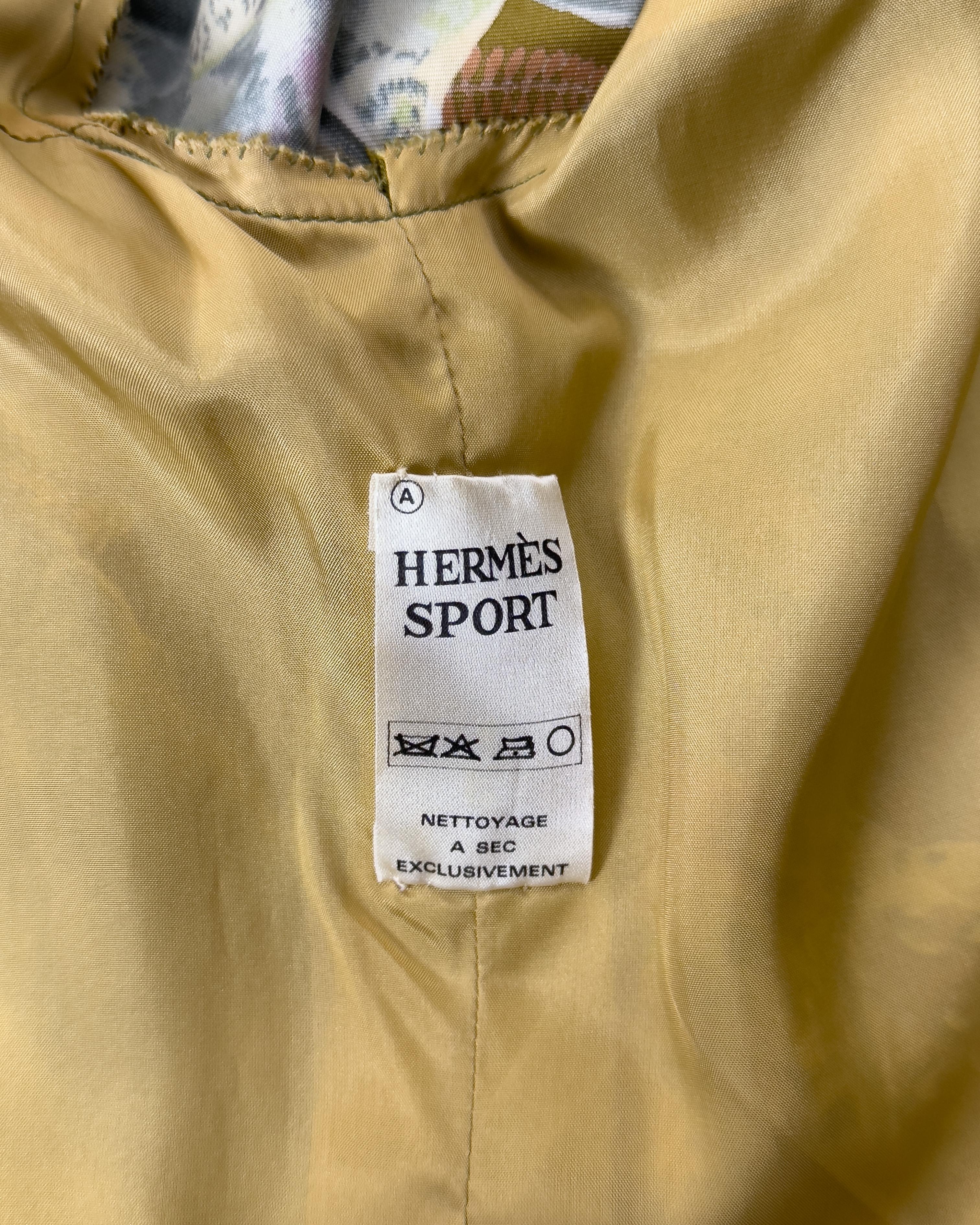 Hermes 1990's H. de Linares  Silk Shirtdress Gibiers Pattern For Sale 2