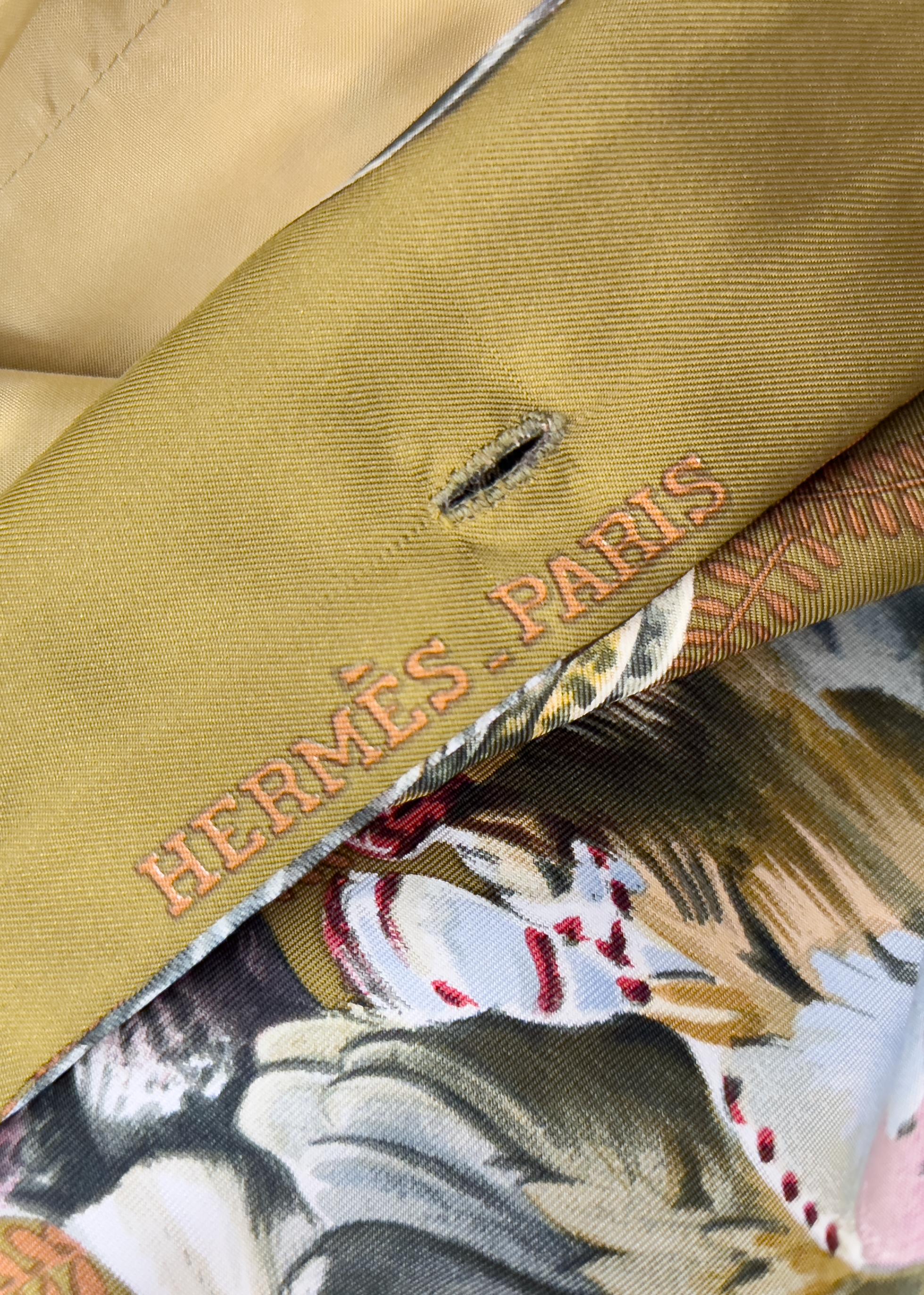 Hermes 1990's H. de Linares  Silk Shirtdress Gibiers Pattern For Sale 4