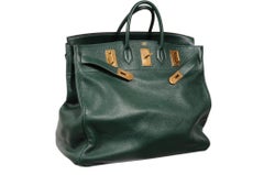 Hermes 1990s Hermès Haut A Courroies HAC 50 in Vert Foncé Ardennes with Gold