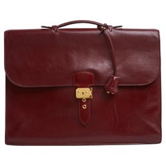 Hermès 1990s Sac a depeches 41 Hermes Red box leather brief case hand bag