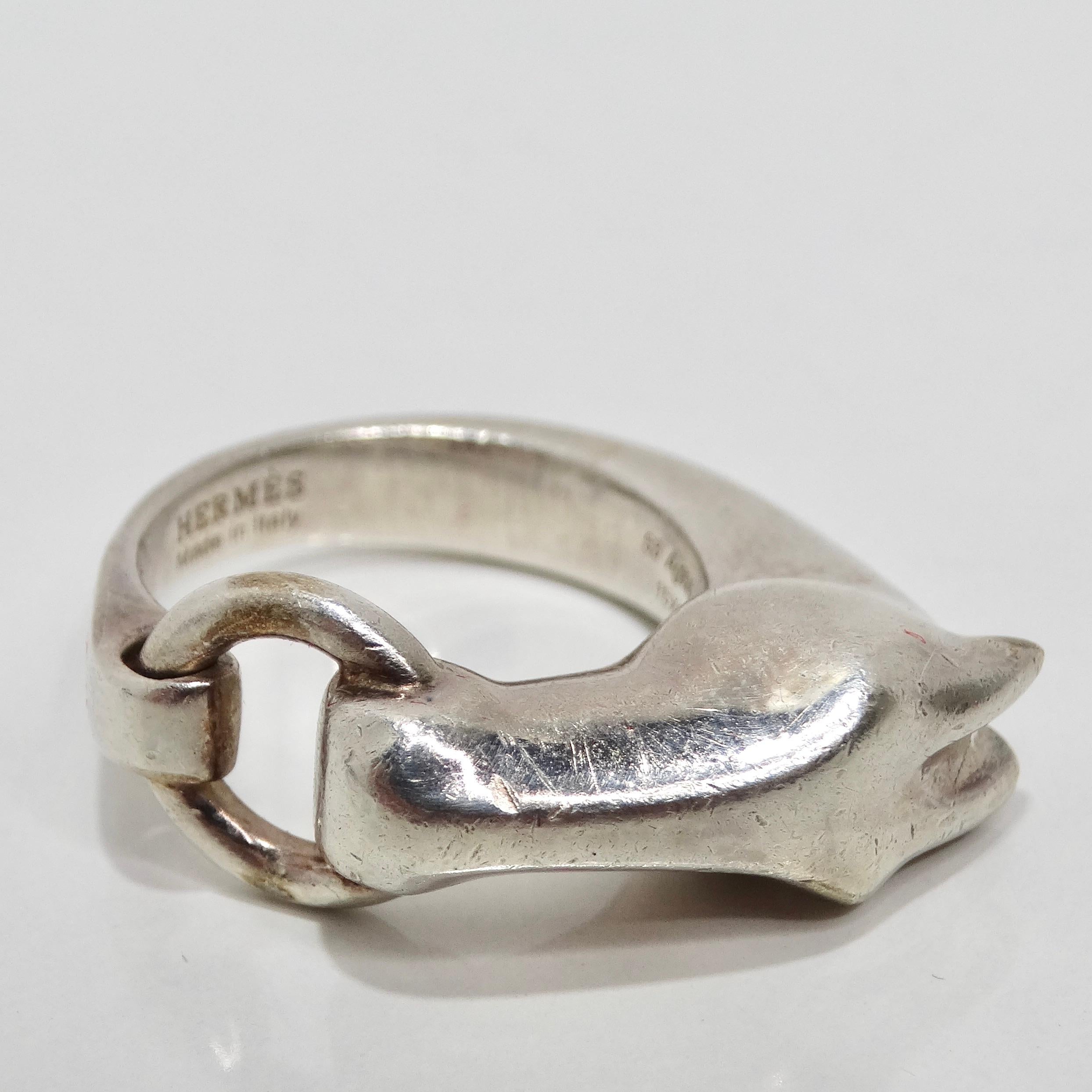 Hermes 1990s Silver Gallop Ring In Good Condition For Sale In Scottsdale, AZ