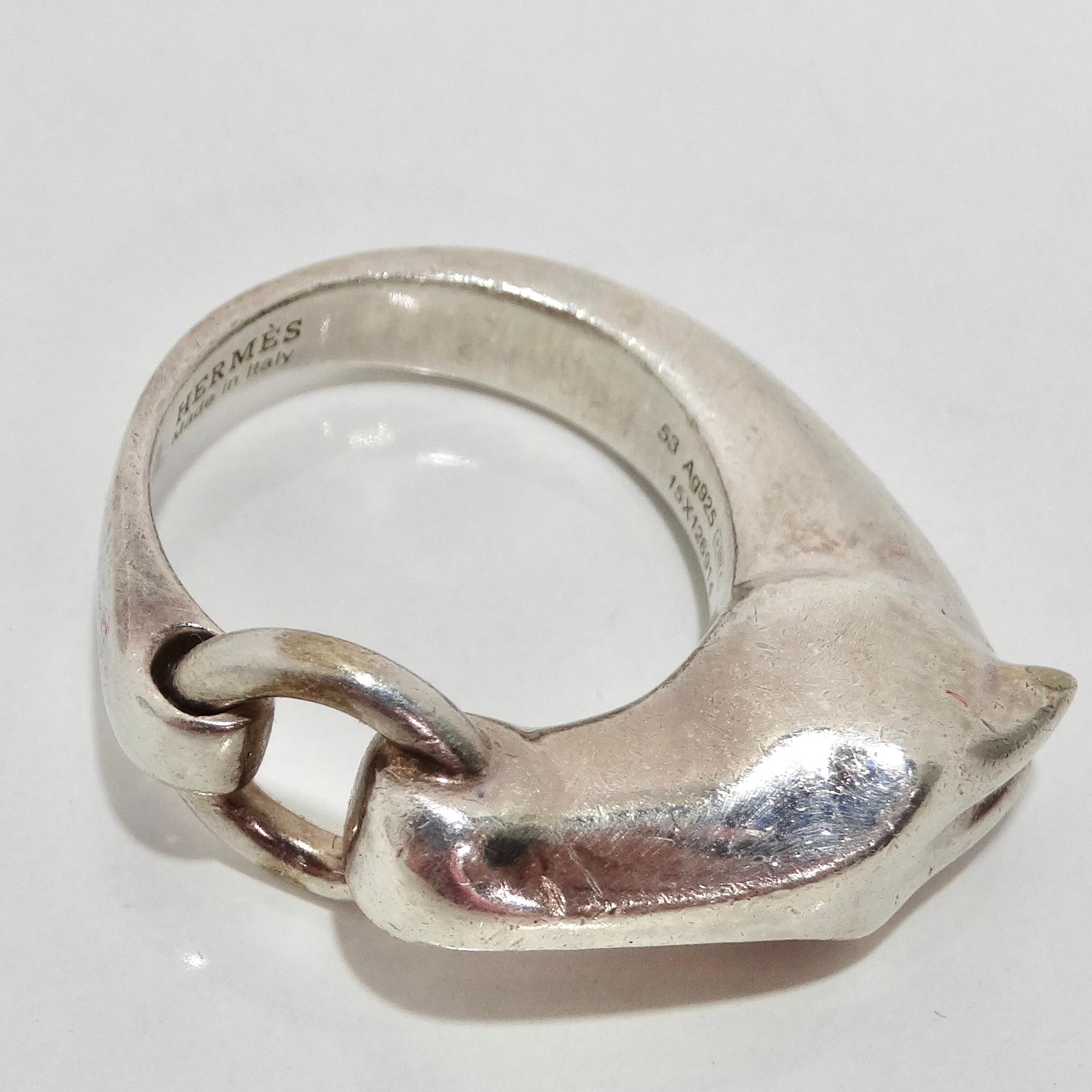 Hermes 1990s Silver Gallop Ring In Good Condition In Scottsdale, AZ