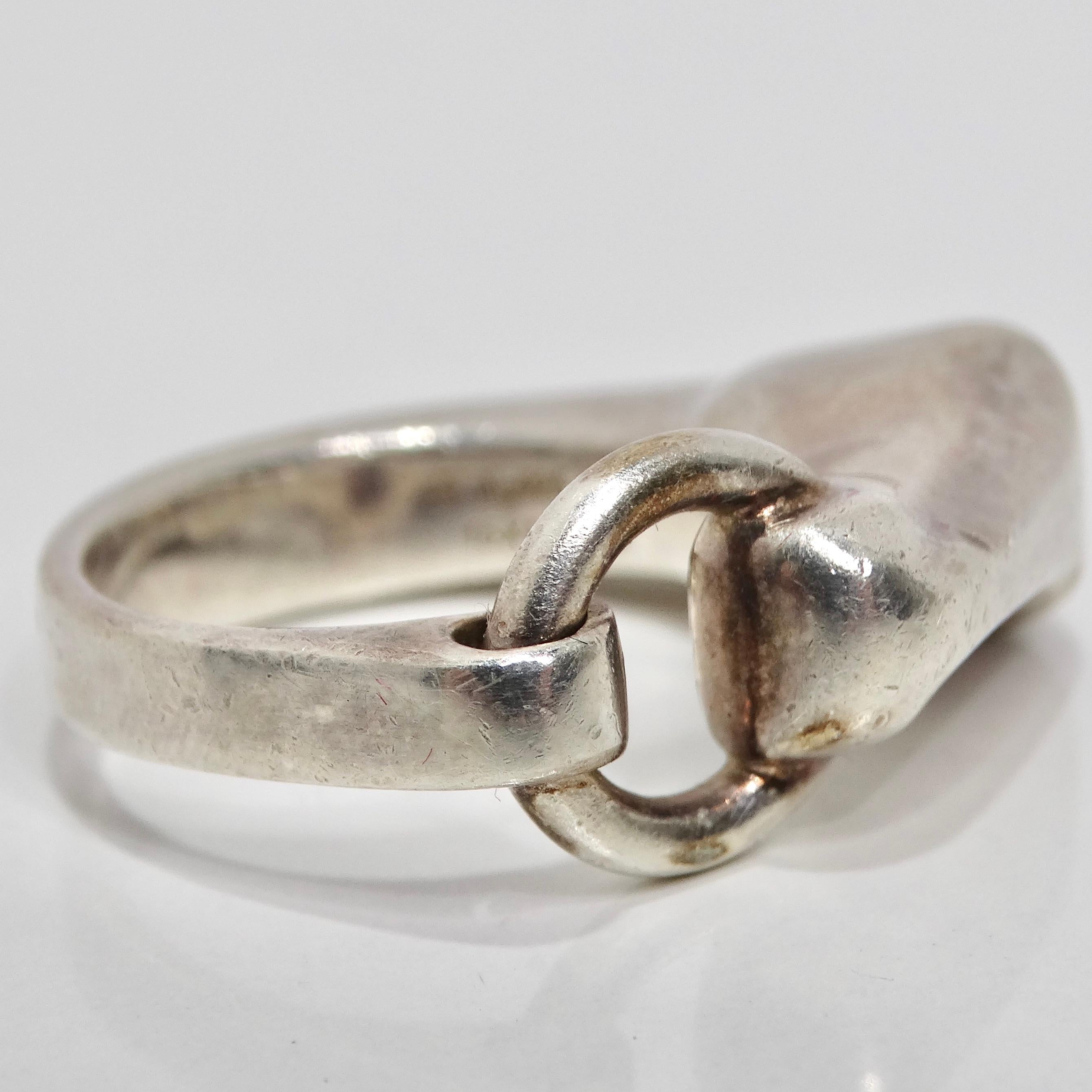 Hermes 1990s Silver Gallop Ring For Sale 1
