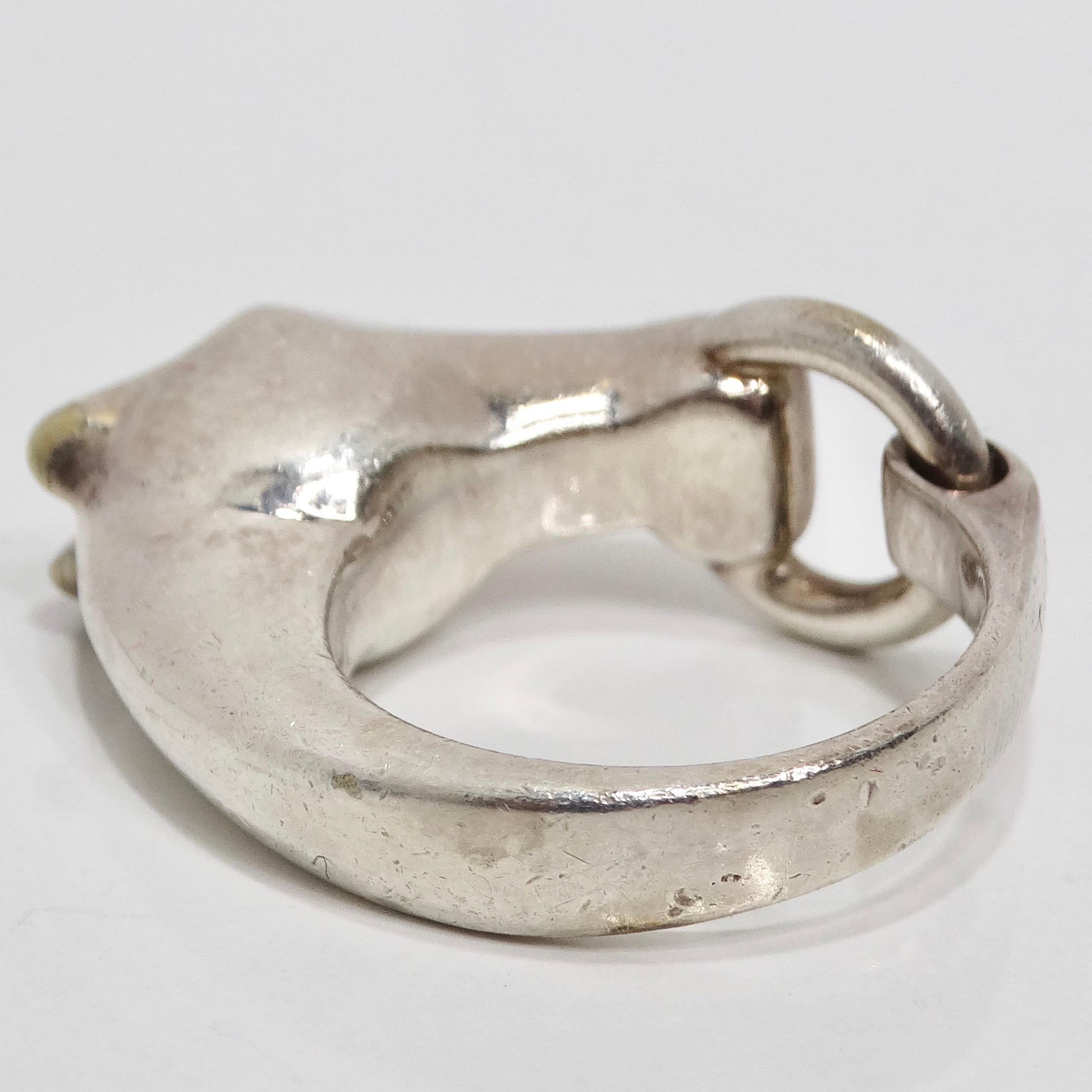 Silberner Gallop-Ring von Hermes, 1990er Jahre im Angebot 4