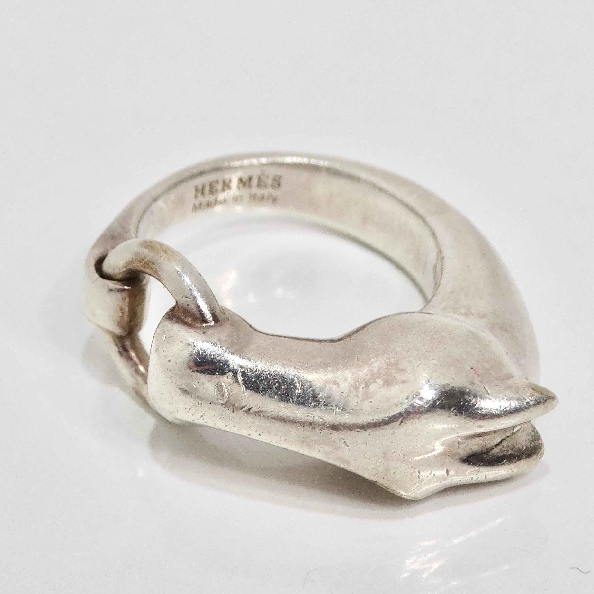 Hermes 1990s Silver Gallop Ring For Sale 4