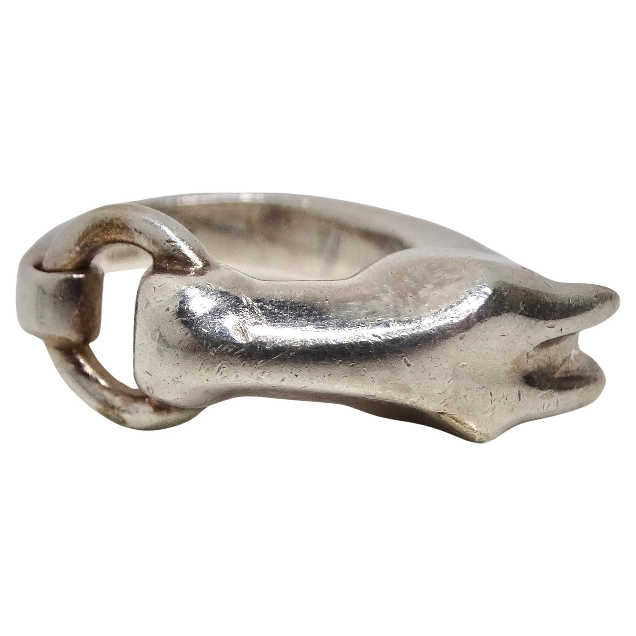 Hermes 1990s Silver Gallop Ring For Sale