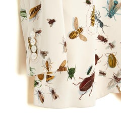 Hermès 1990 Veste Soie Insectes FR38 Ecru Silk Twill Jacket UK10 US8 Hermes