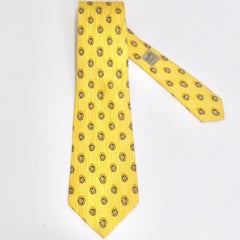 Hermes 1990s Yellow Owl Tie