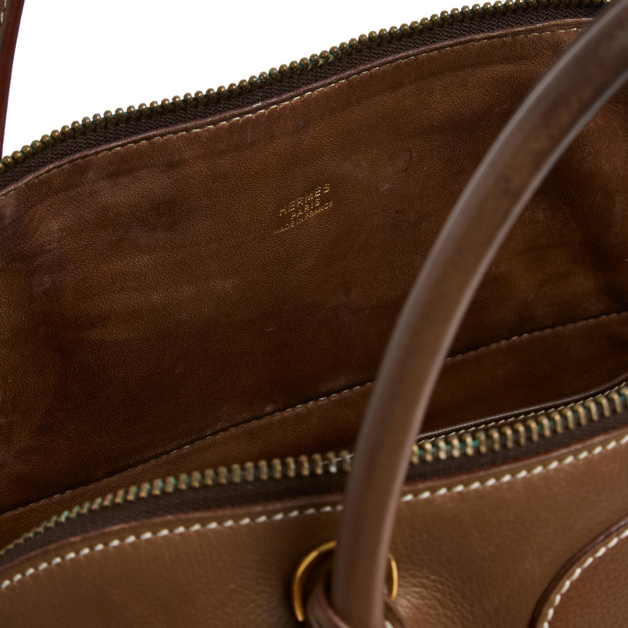 Hermès 1991 Sac Bolide 35 Brown Leather Bolide Bag With Strap Hermes Spa For Sale 1