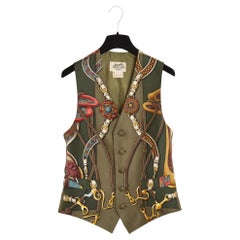 Hermès 1992 Top Festival Amazones FR40 Silk Twill Vest Blouse UK12 US10 Hermes