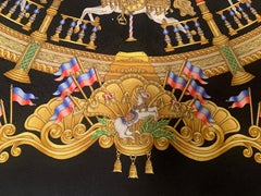 Hermes 1993 Luna Park Carousel Silk Scarf with Black Background