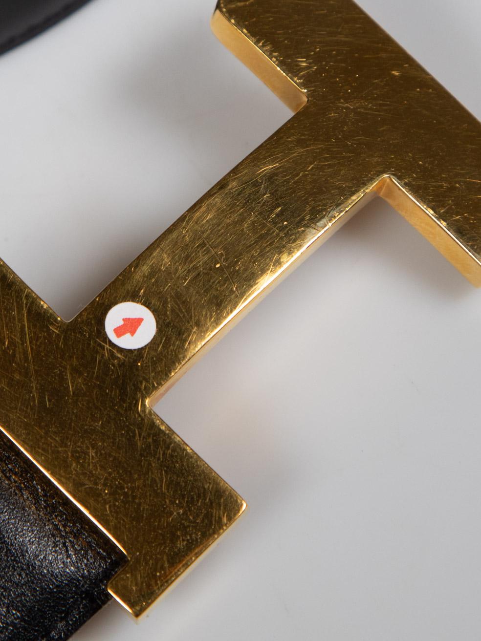 Hermès 1995 Black Leather H Buckle Belt 3