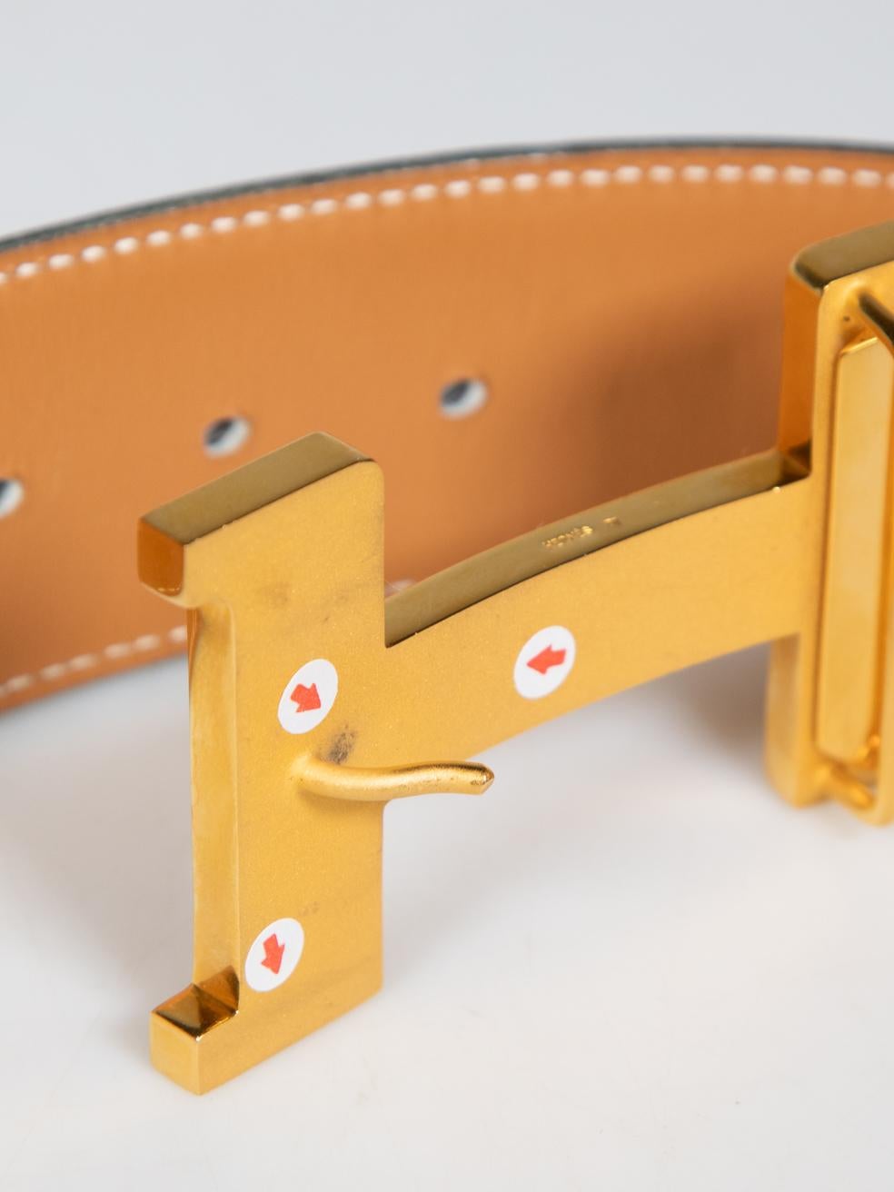 Hermès 1995 Black Leather H Buckle Belt 4