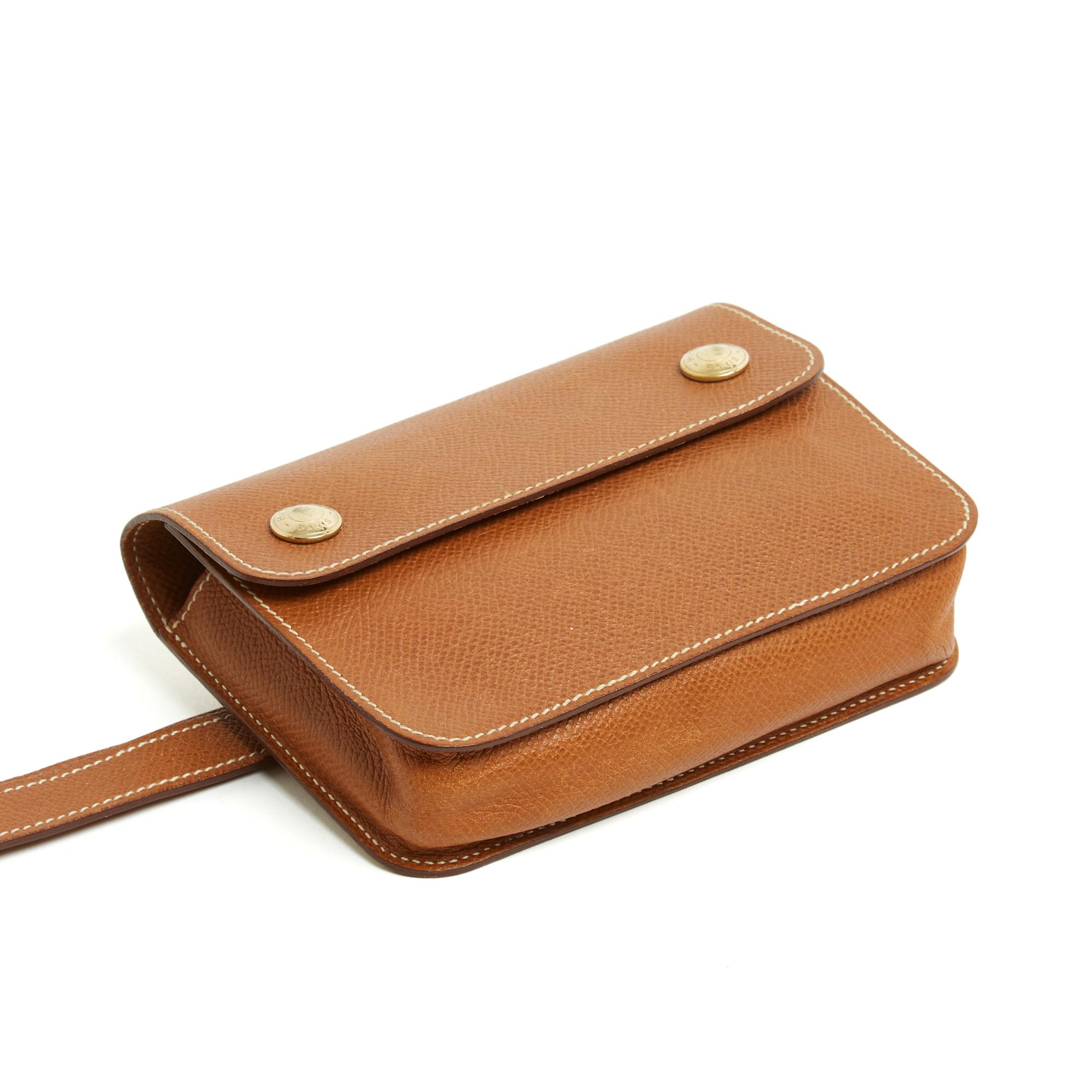Hermès 1995s Sac ceinture Floride Epsom leather bag clutch on belt Hermes In Good Condition In PARIS, FR