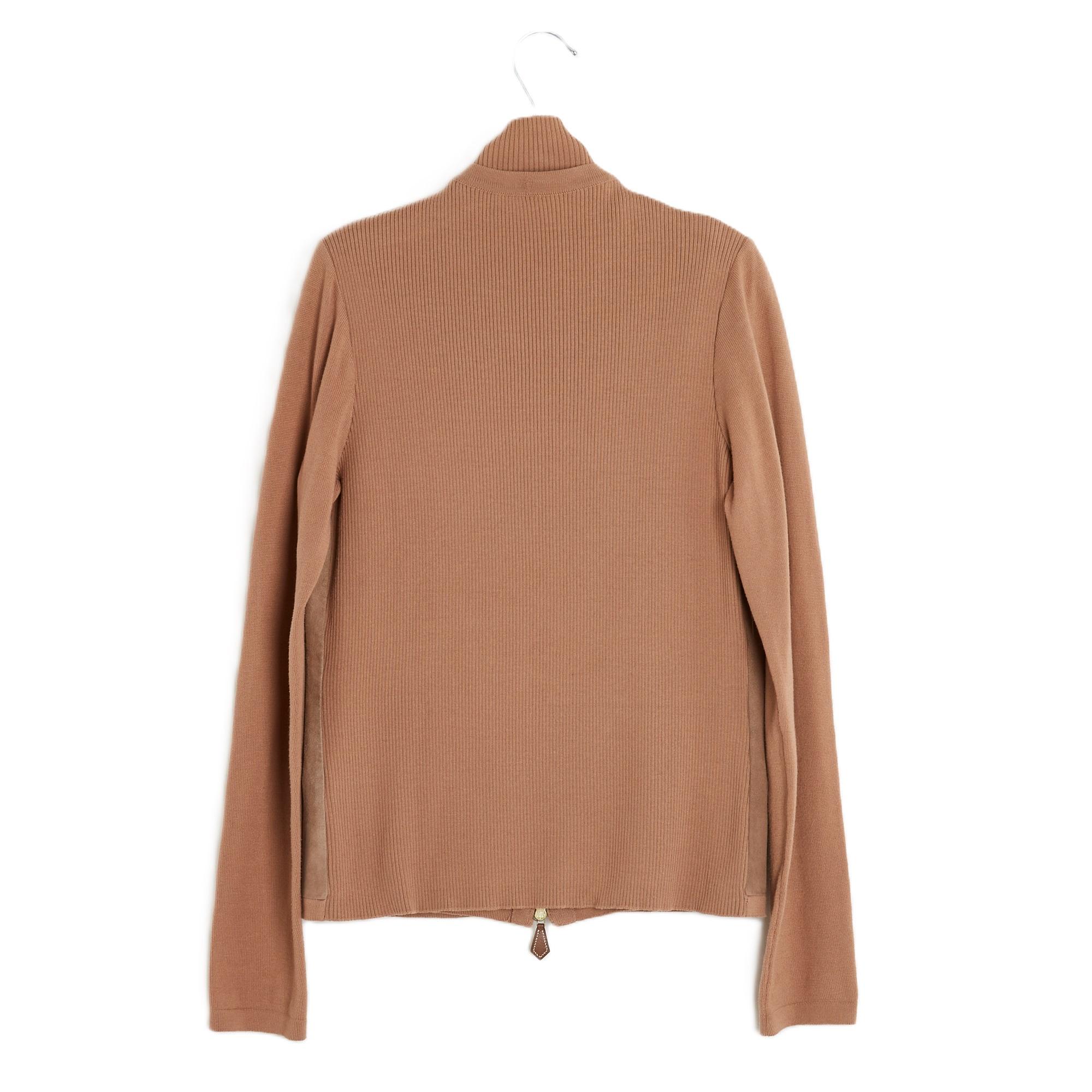 Hermès 1995s Top Ensemble FR38 Toffee Suede and Cotton Twin Set UK10 US8 Hermes 1