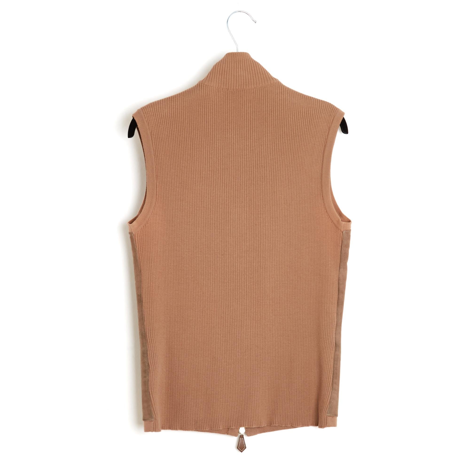 Hermès 1995s Top Ensemble FR38 Toffee Suede and Cotton Twin Set UK10 US8 Hermes 3