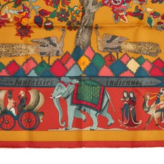 Hermès 1996 Foulard Carré 90 Fantaisies Indiennes Silk Twill Scarf Hermes
