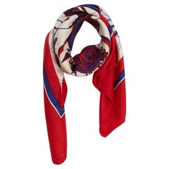 Hermès 1996 Foulard Soie Carré 90 Ex Libris Red Silk Twill Scarf