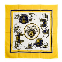 Hermès 1996 Foulard Soie Carré 90 Ex Libris Yellow Silk Twill Scarf
