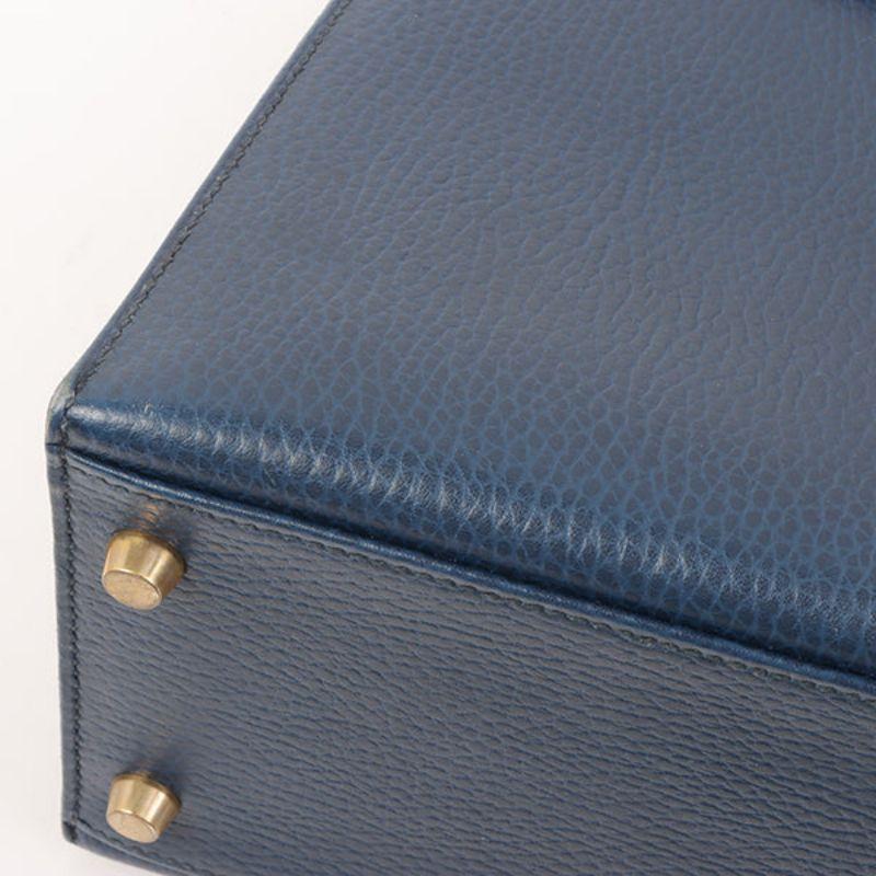 Hermes 1996 Made Kelly Top Handle Bag 32Cm Blue 6