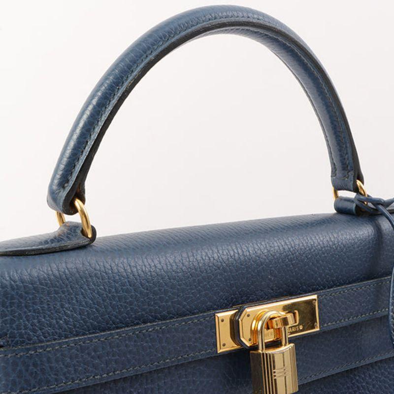 Hermes 1996 Made Kelly Top Handle Bag 32Cm Blue 10