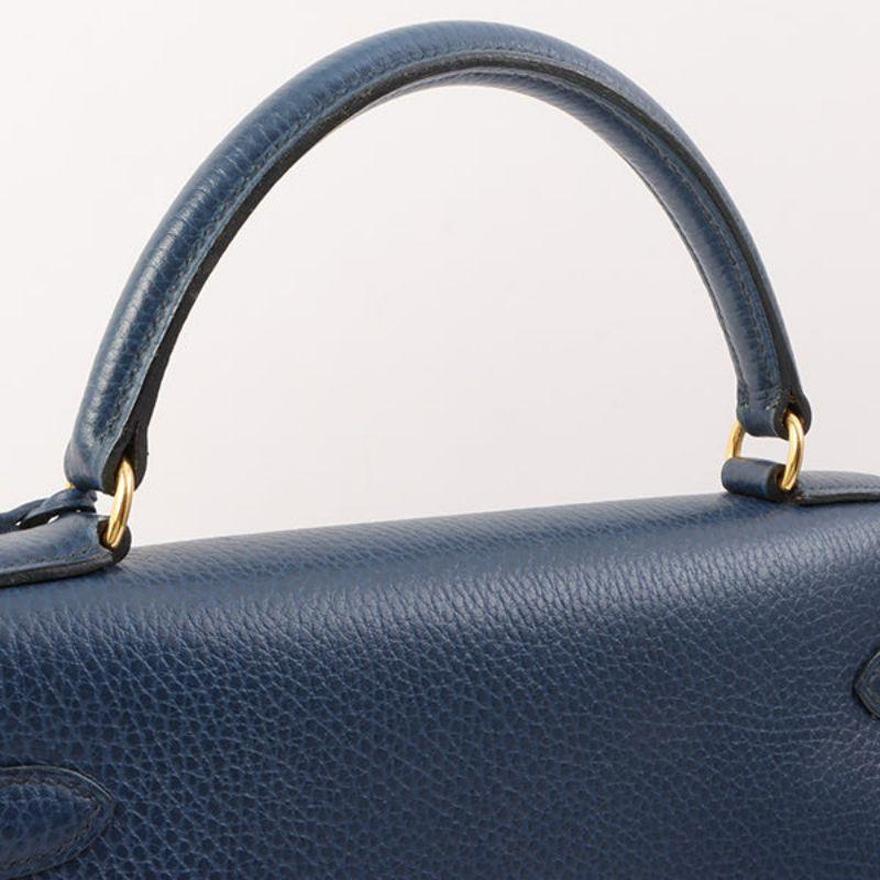 Hermes 1996 Made Kelly Top Handle Bag 32Cm Blue 11