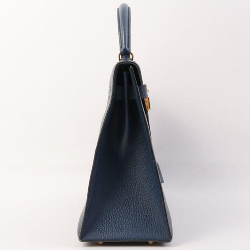 Women's Hermes 1996 Made Kelly Top Handle Bag 32Cm Blue