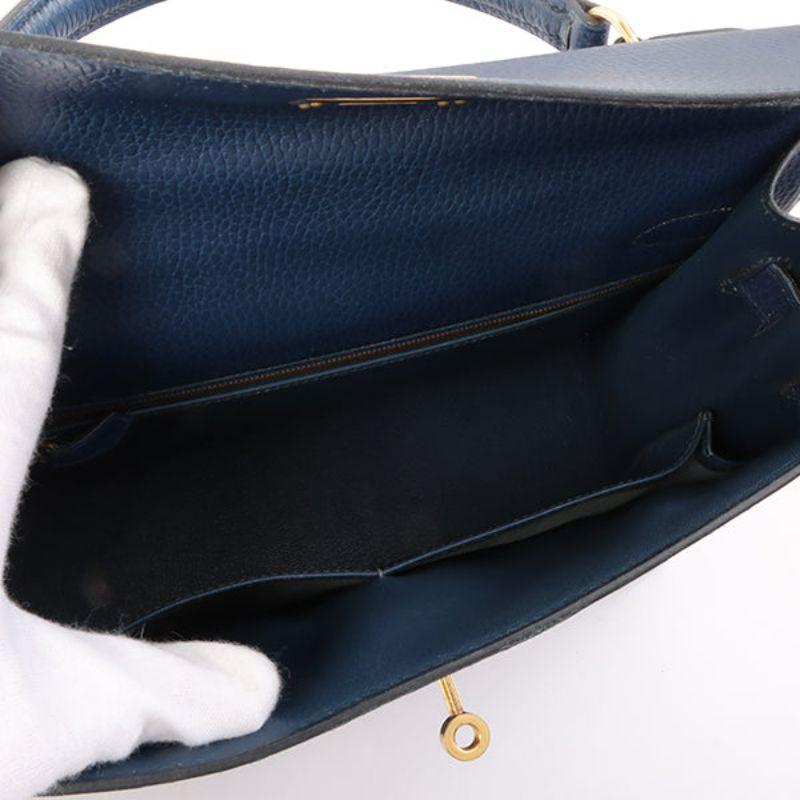 Hermes 1996 Made Kelly Top Handle Bag 32Cm Blue 2