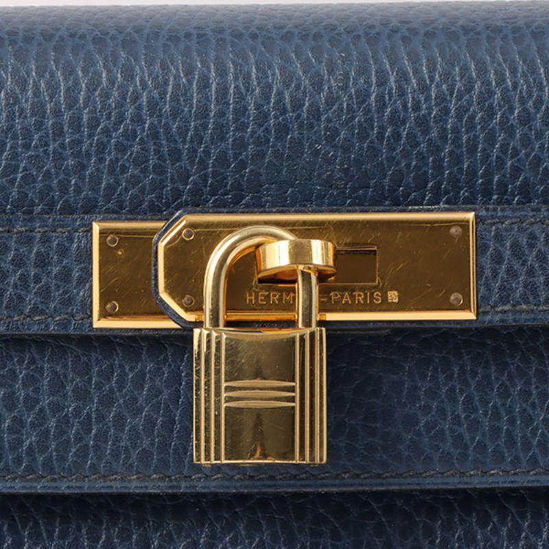 Hermes 1996 Made Kelly Top Handle Bag 32Cm Blue 5