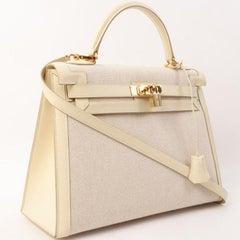 Hermes 1996 Made Kelly Top Handle Bag 32Cm Natural/Ivory