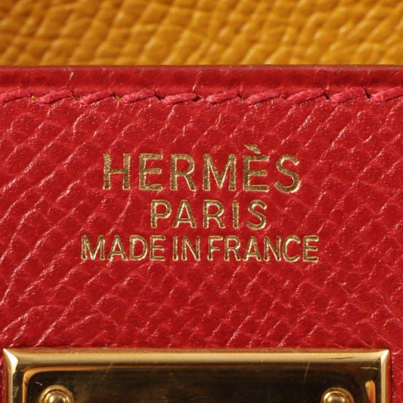 Hermes 1997 Made Kelly Bag 32Cm Red/Yellow/Green 6