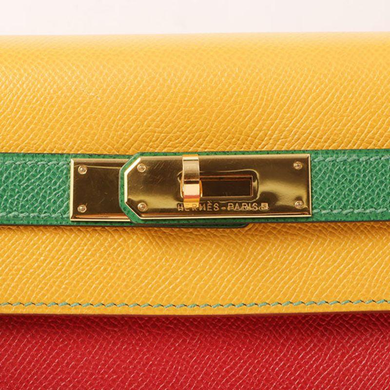 Hermes 1997 Made Kelly Bag 32Cm Red/Yellow/Green 7