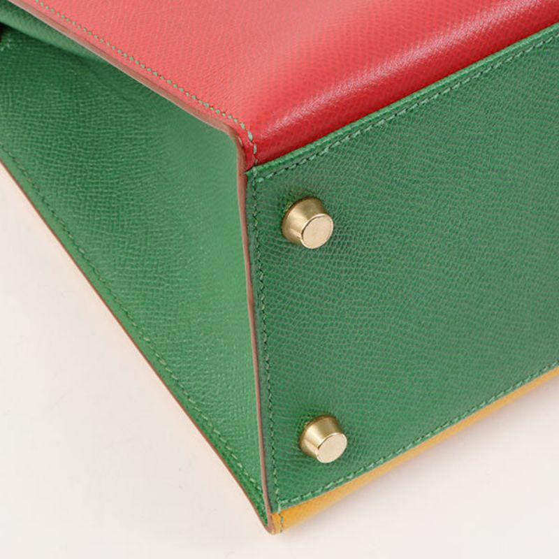 Hermes 1997 Made Kelly Bag 32Cm Red/Yellow/Green 8