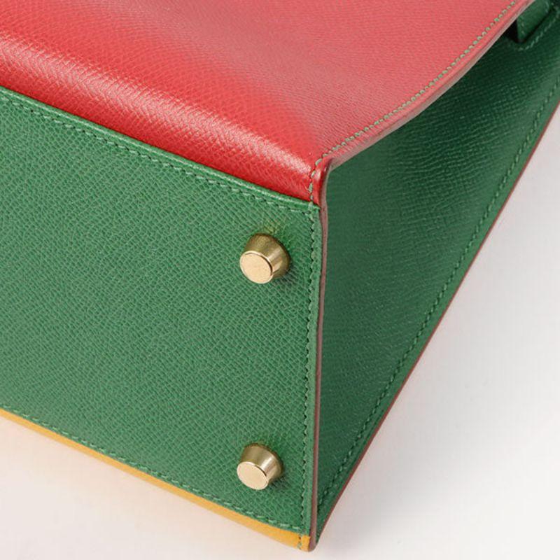 Hermes 1997 Made Kelly Bag 32Cm Red/Yellow/Green 9