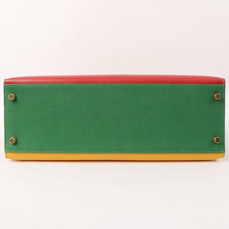 Hermes 1997 Made Kelly Bag 32Cm Red/Yellow/Green 10
