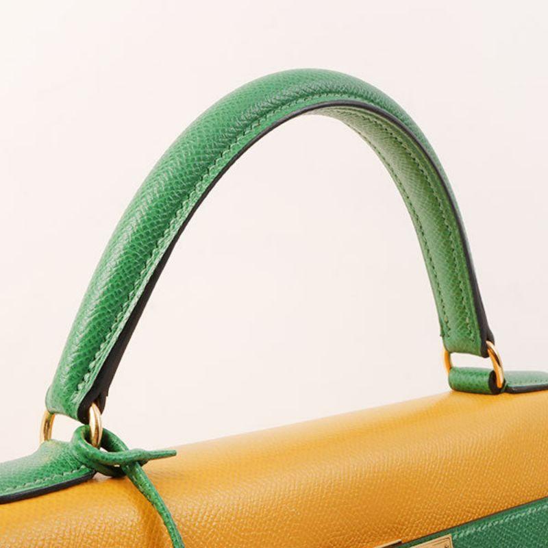 Hermes 1997 Made Kelly Bag 32Cm Red/Yellow/Green 12