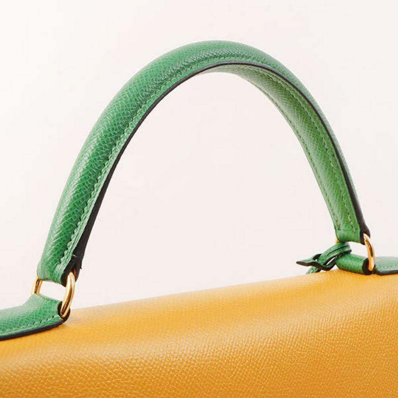 Hermes 1997 Made Kelly Bag 32Cm Red/Yellow/Green 13