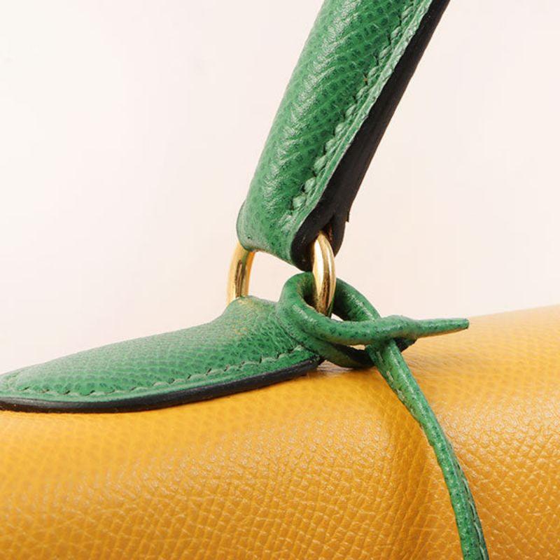 Hermes 1997 Made Kelly Bag 32Cm Red/Yellow/Green 15