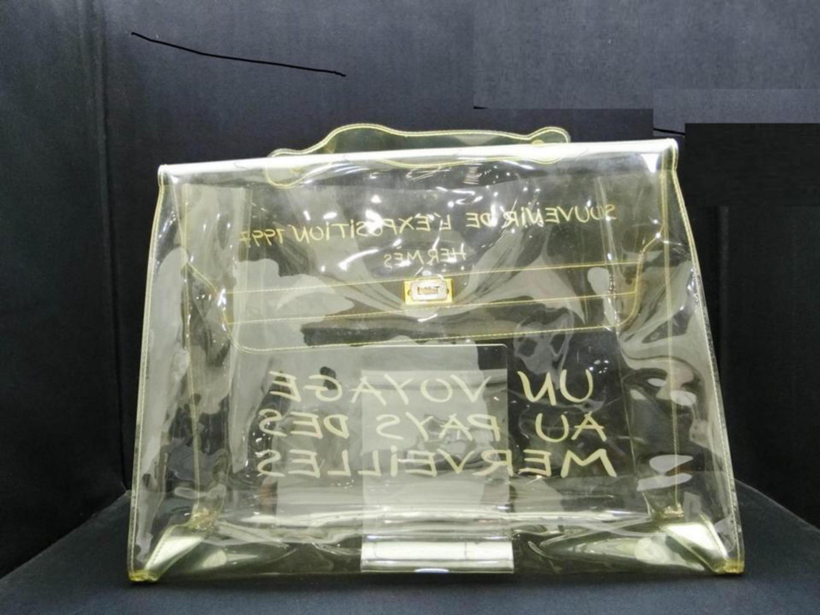 Gray Hermès 1997 Souvenir De L'exposition Clear Kelly Translucent 241117 For Sale