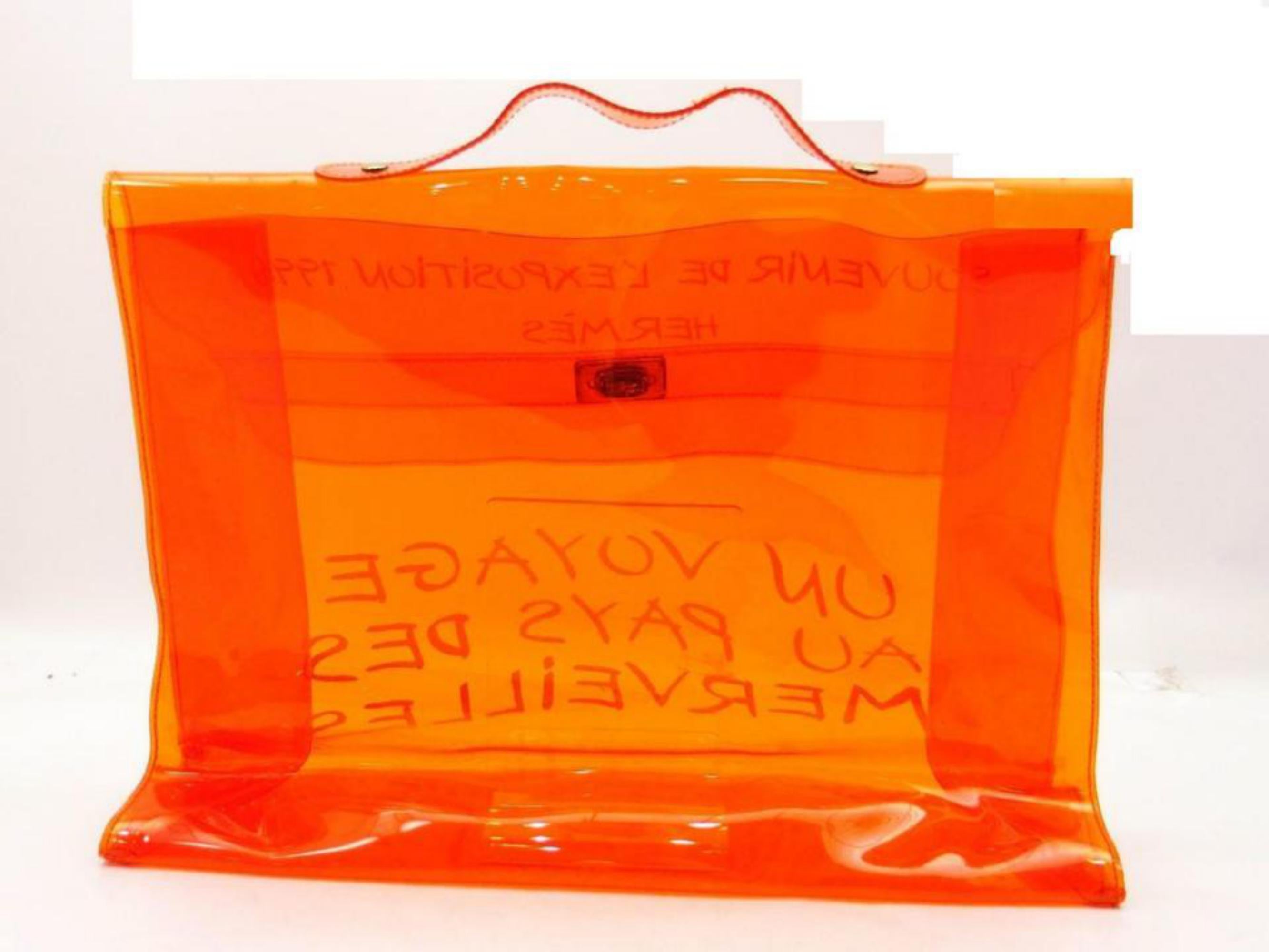 Hermès 1998 Clear Orange Souvenir De L'Exposition Kelly Translucent 241115 For Sale 4