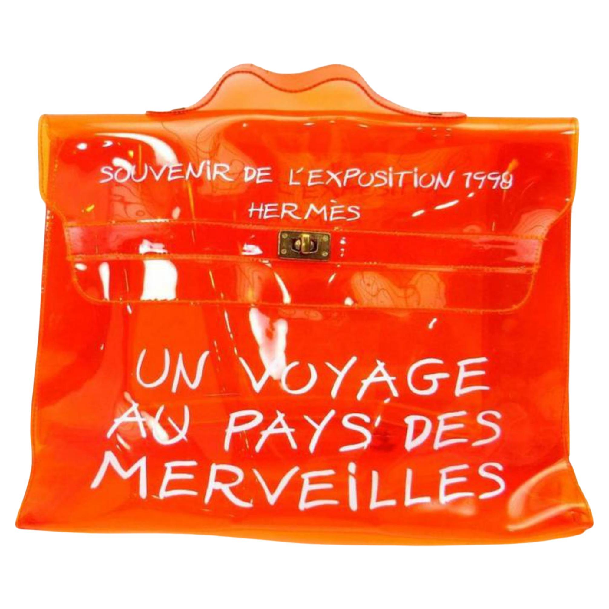 Hermès 1998 Clear Orange Souvenir De L'Exposition Kelly Translucent 241115 For Sale