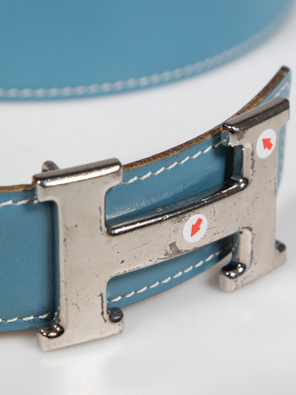 Hermès 1998 Leather H Buckle Reversible Belt in vendita 4