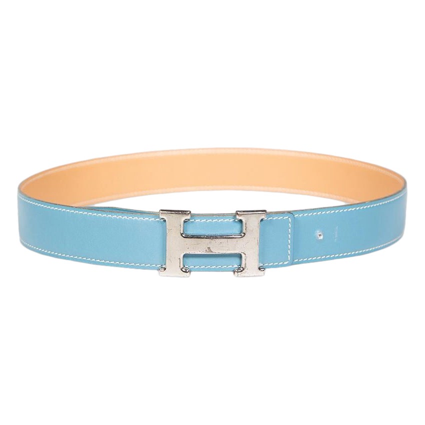 Hermès 1998 Leather H Buckle Reversible Belt in vendita