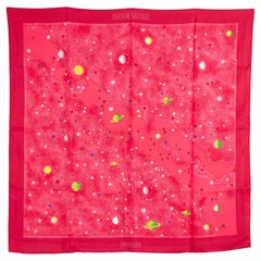 Hermès 1999 Foulard Carré 90 La Voie Lactee Pink Fuchsia Silk Twill Scarf Hermes