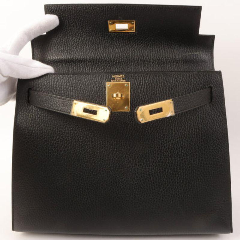 Hermes 1999 Made Kelly Top Handle Bag 28Cm Black 10