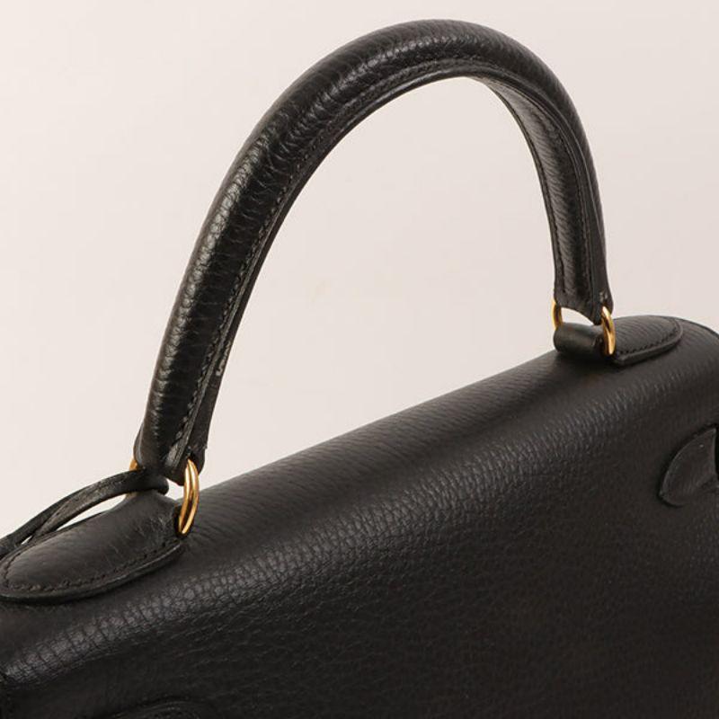 Hermes 1999 Made Kelly Top Handle Bag 28Cm Black 12