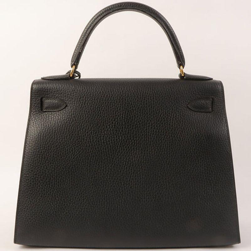 Hermes 1999 Made Kelly Top Handle Bag 28Cm Black 1